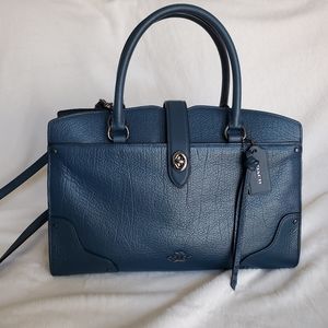 COACH Mercer Satchel 30 in Dark Mineral (blue) grain leather